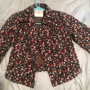 anthropologie floral zip up jacket